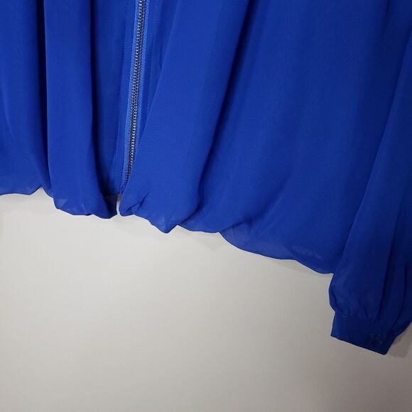 Yest Medium Long Sleeve Sheer Blue Top Blouse Jacket - Picture 6 of 10